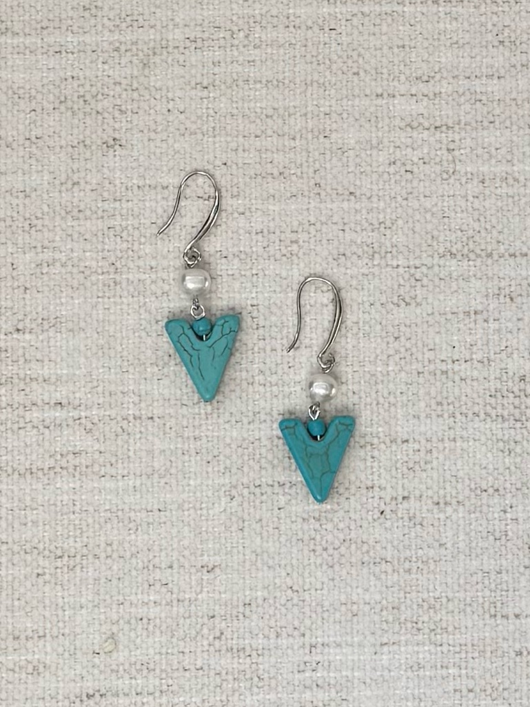 Nwot Tuckernuck Texas Arrow Earrings, Turquoise, Pearl
